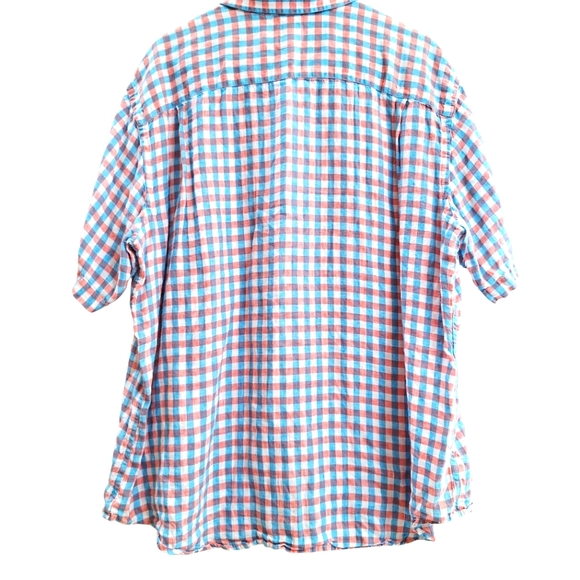 Jos A Bank Linen Men's Blue Plaid Short Sleeve Shirt Size XL - Picture 4 of 9